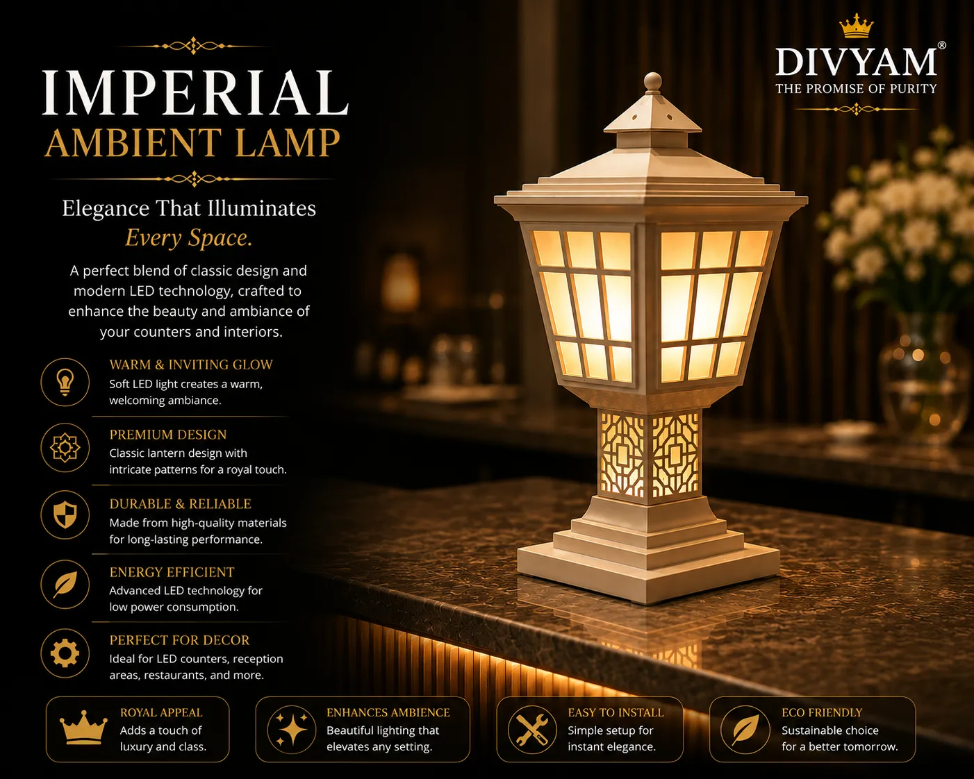 Imperial Ambient Lamp - luxury wedding setup by D I V Y A M®